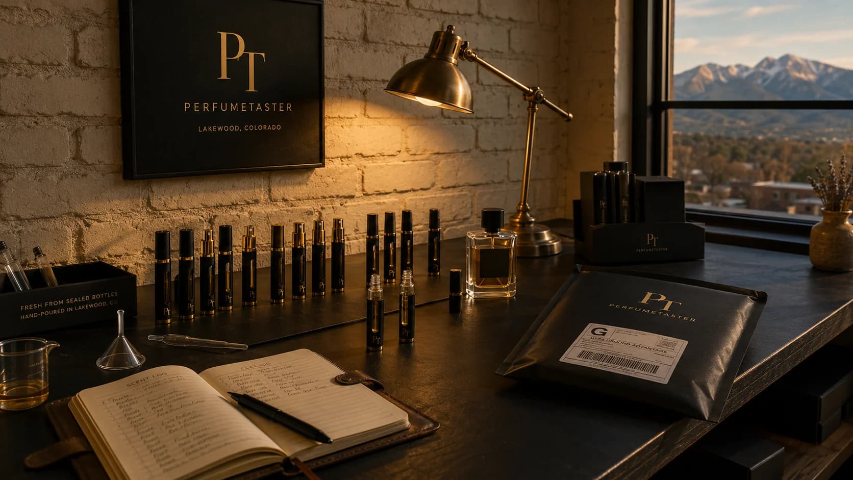 The PerfumeTaster studio in Lakewood, Colorado — where every decant is hand-poured from sealed bottles