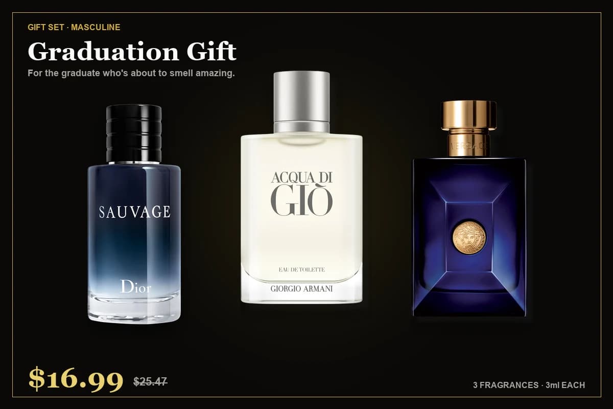 Graduation Gift — Dior Sauvage, Armani Acqua di Gio, Versace Dylan Blue