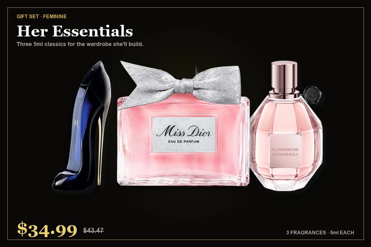 Her Essentials — Carolina Herrera Good Girl, Dior Miss Dior EDP, Viktor & Rolf Flowerbomb