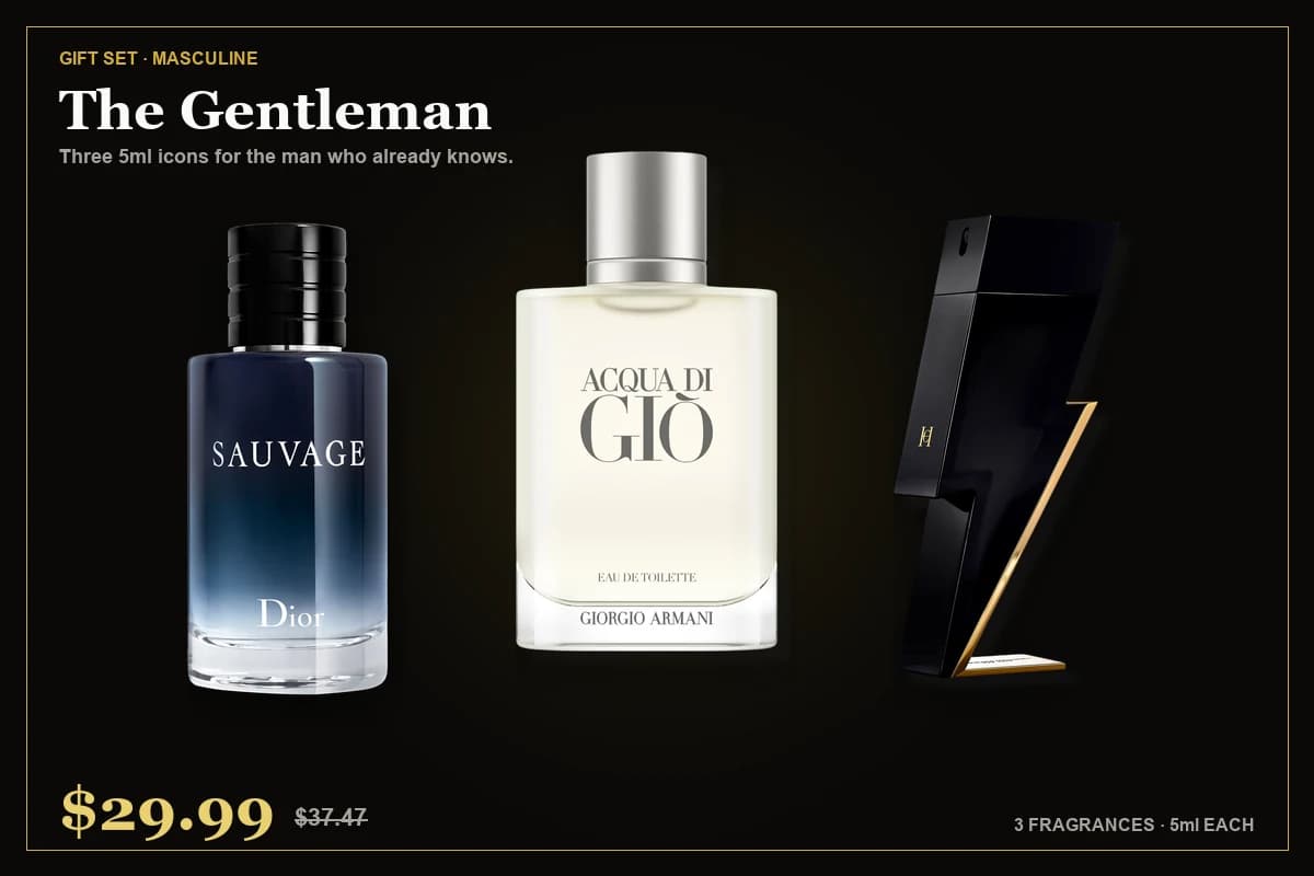 The Gentleman — Dior Sauvage, Armani Acqua di Giò, Carolina Herrera Bad Boy